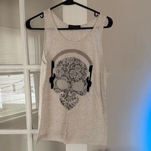 Skull DJ Grey/White Tank Top